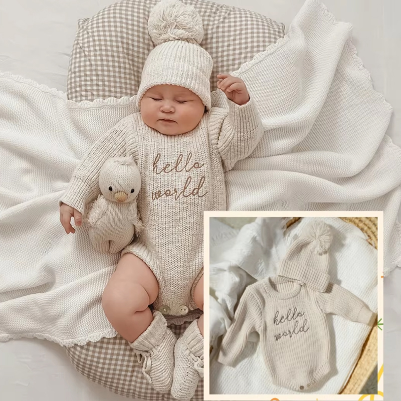 Baby Clothing Brand - Ylsteed مرحبا العالم الحياكة الوليد التصوير