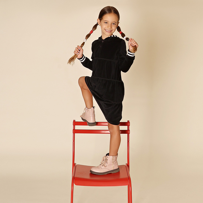 طقم فستان مخملي بقلنسوة من AA  - مراجعة Baby Clothing Winter وسعره