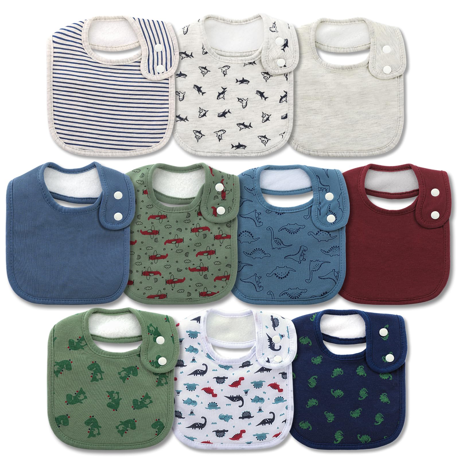 10 قطع من مرايل الأطفال القطني - مراجعة Printed Bibs Pack وسعره